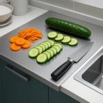 Stainless steel cutting board for kitchen,steel chopping board,baking sheet,suitable for meat, fruits, vegetables and pastry board,15.7"L x 11.8"W