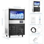 Commercial Ice Maker Machine, 150LBS/24H Ice Machine with 30LBS Bin, Fast Ice Making in 8-15 Mins,78 Ice Cubes per Batch, Auto-Clean, Blue Light, Timer Function, w/Filter for Home, Kitchen, RV, Bar
