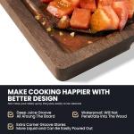 Walnut Wood Cutting Board for Kitchen with Deep Juice Groove & Side Handles, 17”L x 11”W x 0.8”H, Handcrafted North American Black Walnut Wood Grain, Medium Chopping Board, Reversible Butcher Block