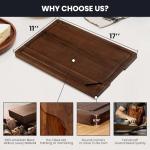 Walnut Wood Cutting Board for Kitchen with Deep Juice Groove & Side Handles, 17”L x 11”W x 0.8”H, Handcrafted North American Black Walnut Wood Grain, Medium Chopping Board, Reversible Butcher Block