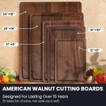 Walnut Wood Cutting Board for Kitchen with Deep Juice Groove & Side Handles, 17”L x 11”W x 0.8”H, Handcrafted North American Black Walnut Wood Grain, Medium Chopping Board, Reversible Butcher Block