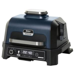 Ninja Woodfire ProXL Outdoor Grill & Smoker, Thermometer, 4-in-1 Master Grill, BBQ Smoker, Outdoor Air Fryer, Bake, Portable, Electric Grill (Renewed) (Navy)