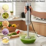 Handheld Immersion Blender, 1000W Powerful 10-in-1 Set for Smoothies,Orange Juicer, Egg Beater, Dough Hook, Vegetable Chopper, Potato Masher (11th Accessory Not Recommended)