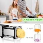 YOTAN Electric French Fry Cutter,French Fry Cutter Stainless Steel with 1/2 & 3/8 Inch Blade,Commercial and Household Electric Fry Cutter,Potato Slicer,Use for Potatoes,Onion,Cucumbers,Apples
