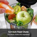 AMZCHEF Cold Press Juicer, Juicers Machines - 5.4" Large Feed Chute for Whole Fruits & Vegetables, Stainless Steel Slow Masticating Juice Easy to Clean, Large Auger, Triple Strainers