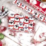 LeZakaa Christmas Wrapping Paper Roll - Mini Roll - 3 Rolls - 17 Inch X 120 Inch Per Roll - Red & White Penguins, Ho, Santa Claus, Christmas Elements Holiday Collection