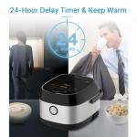 Midea 3L Rice Cooker with Steamer Basket, 6-Cup Uncooked Capacity, Induction Heating & Fuzzy Logic Technology, 24h Delay Start & Keep Warm, Non-Stick Inner Pot