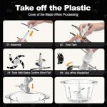 SPZTJK 3-Speed Electric Food Processor: Meat Grinder, Vegetable Chopper & Baby Food Maker - 300W, 2 Bowls (8 Cup Stainless Steel+8 Cup Glass), Quiet Operation