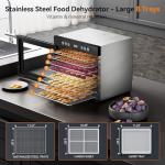 Food Dehydrator, 650W Powerful Fruit Dryer Machine with Adjustable Timer & Temperature, 8 Stainless Steel Trays, Quiet Operation, for Jerky, Fruits, Herbs, Dog Treats