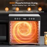 Food Dehydrator, 650W Powerful Fruit Dryer Machine with Adjustable Timer & Temperature, 8 Stainless Steel Trays, Quiet Operation, for Jerky, Fruits, Herbs, Dog Treats