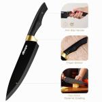 Elitequo Knife Set With Block,Dishwasher Safe Kitchen Knife Set With Built-In Sharpener,German Stainless Steel Black Knife Block Set(Night Flash Series)