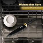 Elitequo Knife Set With Block,Dishwasher Safe Kitchen Knife Set With Built-In Sharpener,German Stainless Steel Black Knife Block Set(Night Flash Series)