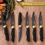 Elitequo Knife Set With Block,Dishwasher Safe Kitchen Knife Set With Built-In Sharpener,German Stainless Steel Black Knife Block Set(Night Flash Series)