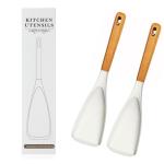 Silicone Spatula Set – 2 Pack, Heat-Resistant, BPA-Free, Non-Toxic, Wooden Handles, Durable & Safe for Non-Stick Cookware – Everyday Kitchen Utensils (White)