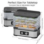 Konfintos Food Dehydrator for Jerky, 5 Stackable BPA-Free Trays, Adjustable Temperature & 250W Compact Dehydrator Machine for Meat, Fruit, Mushroom, Herbs, Easy Knob Control, Recipe Included, 72H Max