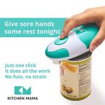 Kitchen Mama Auto Electric Can Opener: Open Your Cans with A Simple Press of Button - Automatic, Hands Free, Smooth Edge, Food-Safe, Battery Operated, YES YOU CAN (Teal)