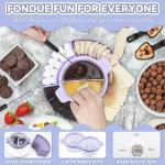Party Desserts Electric Fondue Pot Set with 2 Pots, Melting Chocolate Warmer for Dipping, Candy & Chocolate Melting Pot, Fondue Pot Electric Set, Fondue Forks Included, 2.5 Cups, Lavender