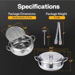 VIVOHOME 9.8 Inch 3.2 L 304 Stainless Steel Deep Fryer Pot with Tong, Tempura Fryer Pan with Thermometer for Chicken, Fish, French Fries, Shrimp