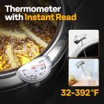 VIVOHOME 9.8 Inch 3.2 L 304 Stainless Steel Deep Fryer Pot with Tong, Tempura Fryer Pan with Thermometer for Chicken, Fish, French Fries, Shrimp