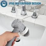 HFLYJPYW Electric Spin Scrubber - Shower Scrubber,Bathroom Scrubber Electric,for Cleaning Tub, Floor, Tile, Window, Sink, Kitchen Cleaning with 6 Electric Cleaning Brush Head (8)