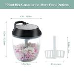 Manual Vegetable Chopper, Hand Pull String Garlic Mincer Onion Cutter for Veggie, Peppers, Tomatoes, Ginger, Fruits, Nuts, 3.6 Cup(900ml) Food Chopper With Egg Whisk