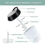 Manual Vegetable Chopper, Hand Pull String Garlic Mincer Onion Cutter for Veggie, Peppers, Tomatoes, Ginger, Fruits, Nuts, 3.6 Cup(900ml) Food Chopper With Egg Whisk