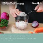 Manual Vegetable Chopper, Hand Pull String Garlic Mincer Onion Cutter for Veggie, Peppers, Tomatoes, Ginger, Fruits, Nuts, 3.6 Cup(900ml) Food Chopper With Egg Whisk