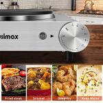CUSIMAX Electric Hot Plate 1500W Single Burner Cast Iron Hot Plates for cooking Portable Stove Electric Burner with Adjustable Temperature Control Silver Stainless Steel Non-Slip Rubber Feet