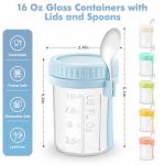 DRKIO 6 Pack Overnight Oats Containers with Lids and Spoons 16 Oz Glass Mason Jars for Overnight Oats Leak Proof Oatmeal Container Great for Cereal Fruit Vegetable Milk Salad Yogurt Meal Prep