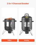 VEVOR Charcoal Smoker, 16" Vertical Charcoal BBQ Grill, Coated Steel Barbecue Smoker with 2 Grilling Grates, Thermometer, Air Vents & Removable Ash Tray, Ideal for Backyard Patio Parties Cooking