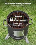 VEVOR Charcoal Smoker, 16" Vertical Charcoal BBQ Grill, Coated Steel Barbecue Smoker with 2 Grilling Grates, Thermometer, Air Vents & Removable Ash Tray, Ideal for Backyard Patio Parties Cooking