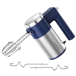 Powerful 600W Hand Mixer, 5-Speed Electric Hand Held Mixer for Baking, Lightweight Stainless Steel Hand Beaters *2 & Dough Hooks*2 with Eject Button, Kitchen Mixer for Cream, Cookies, Dough-Blue