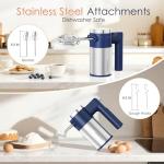 Powerful 600W Hand Mixer, 5-Speed Electric Hand Held Mixer for Baking, Lightweight Stainless Steel Hand Beaters *2 & Dough Hooks*2 with Eject Button, Kitchen Mixer for Cream, Cookies, Dough-Blue