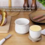 MAIA Ceramic 5.5 oz Butter Crock for Counter with Water Butter Spreader Holder for Spreadable Butter French Butter Dish with Lid Butter Keeper on Kitchen Counter White Kitchen Decor