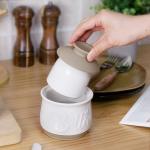 MAIA Ceramic 5.5 oz Butter Crock for Counter with Water Butter Spreader Holder for Spreadable Butter French Butter Dish with Lid Butter Keeper on Kitchen Counter White Kitchen Decor