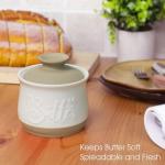 MAIA Ceramic 5.5 oz Butter Crock for Counter with Water Butter Spreader Holder for Spreadable Butter French Butter Dish with Lid Butter Keeper on Kitchen Counter White Kitchen Decor