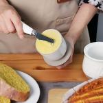 MAIA Ceramic 5.5 oz Butter Crock for Counter with Water Butter Spreader Holder for Spreadable Butter French Butter Dish with Lid Butter Keeper on Kitchen Counter White Kitchen Decor