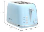 Retro 2 Slice Stainless Steel Toaster with 6 Bread Shade Settings, Bagel, Cancel, Defrost Function, Extra Wide Slot, Removable Crumb Tray, Blue