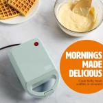 Tasty Mini Nonstick Waffle Maker, Perfect for Individual Waffles, Hash Browns, Brownies and more, Quick Results, Easy Clean Up, 600W, Aqua