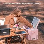 BougeRV Pink 23Quart Portable Refrigerator, 12 Volt Fridge 22L, Portable Freezer Compressor Cooler 12/24V DC 110~240 Volt AC for Truck Van RV Camper -8℉~50℉