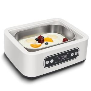 1.7-Quart Yogurt Maker with Adjust Temp(21°C-48°C/70°F-118°F) & Time(1-99h),110V-240V Auto-adaptive,Steel Inner Pot,BPA-free,Celsius Increment,Real-Time Countdown LED Display (No Glass Jar)