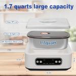 1.7-Quart Yogurt Maker with Adjust Temp(21°C-48°C/70°F-118°F) & Time(1-99h),110V-240V Auto-adaptive,Steel Inner Pot,BPA-free,Celsius Increment,Real-Time Countdown LED Display (No Glass Jar)