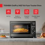 TOSHIBA ChefFry Air Fryer Toaster Oven Combo, 12-in-1 Convection Countertop Oven, 34QT / 32L Large Capacity, 1750W, Master Pizza Modes Design with Exclusive Dual-Temp Tech, Stainless Steel