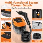 Steam Cleaner for Home & Car, 15s Fast Heat Handheld Steamer for Cleaning, 1.6L Large Tank, 3-Level Steam Control with 17-Piece Accessories Kit for Floors, Couches, Tiles, Grout, Dirt, and Grease