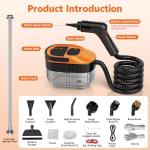 Steam Cleaner for Home & Car, 15s Fast Heat Handheld Steamer for Cleaning, 1.6L Large Tank, 3-Level Steam Control with 17-Piece Accessories Kit for Floors, Couches, Tiles, Grout, Dirt, and Grease