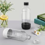SunnyOcean Soda Bottles 1 Litre - Set of 2 BPA-Free PET Reusable - 1 x Black & 1 x White Sparkling Water Bottles Compatible with Soda Machine & Water Carbonator