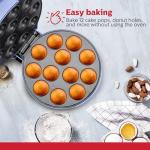 Holstein Housewares 12-Count Cake Pop Maker with Non-Stick Plates & Indicator Lights – Bakes 12 Sweet or Savory Pops Fast, Perfect for Birthday Treats & Holiday Party Snacks, Lavender