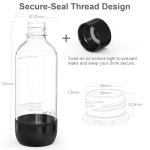 SunnyOcean Soda Bottles 1 Litre - Set of 2 BPA-Free PET Reusable - 1 x Black & 1 x White Sparkling Water Bottles Compatible with Soda Machine & Water Carbonator