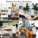 SunnyOcean Soda Bottles 1 Litre - Set of 2 BPA-Free PET Reusable - 1 x Black & 1 x White Sparkling Water Bottles Compatible with Soda Machine & Water Carbonator