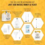 Complete Mead Making Kit - Includes 1-Gallon Glass Fermentation Jar, Auto Siphon, Hydrometer, Alcohol Percentage Tester Jar, Bottle Filler, Airlock, Plug, Funnel, No-Rinse Cleanser & How-To Guide
